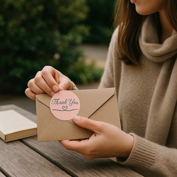 200 Thank You Stickers 2x2 Inch Round Matte Finish - Picture 3 of 6